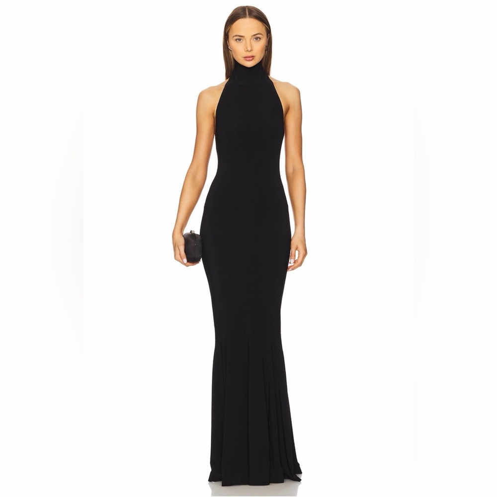 Norma Kamali Black Halter Maxi Dress